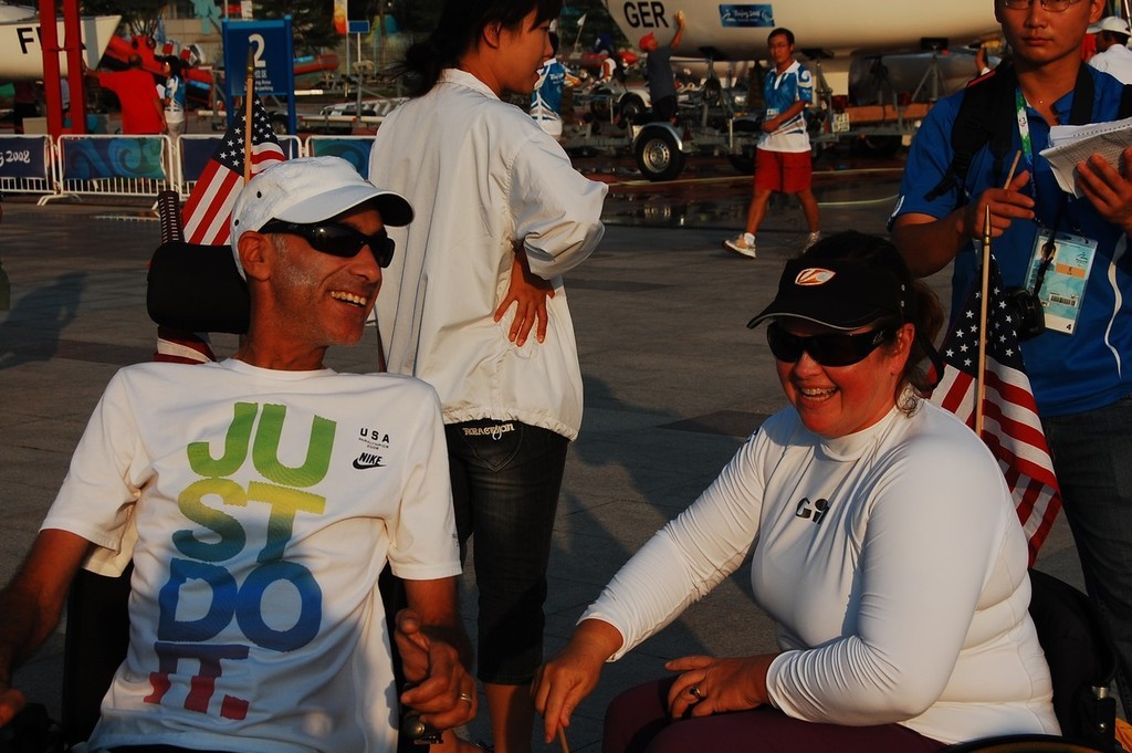 Nick Scandone and Maureen Mckinnon-Tucker winners of the Gold Medal for the USA in the SKUD 19 class at the 2008 Paralympics    © Dan Tucker http://sailchallengeinspire.org/